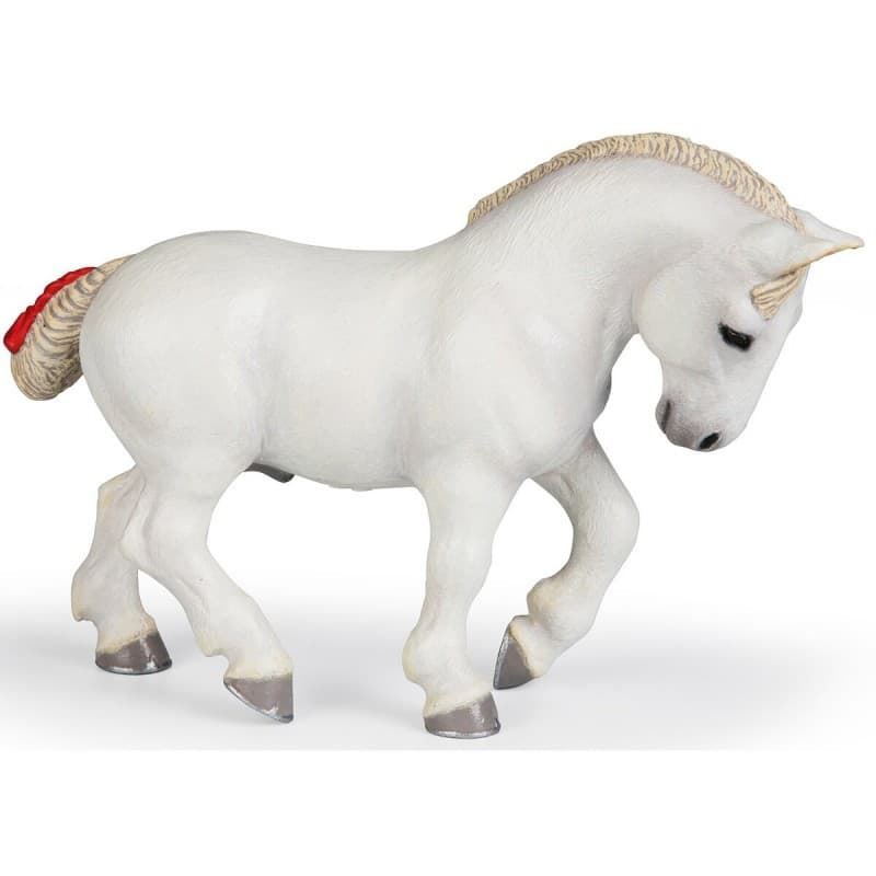 Caballo percherón blanco de juguete papo 51567 - Imagen 1