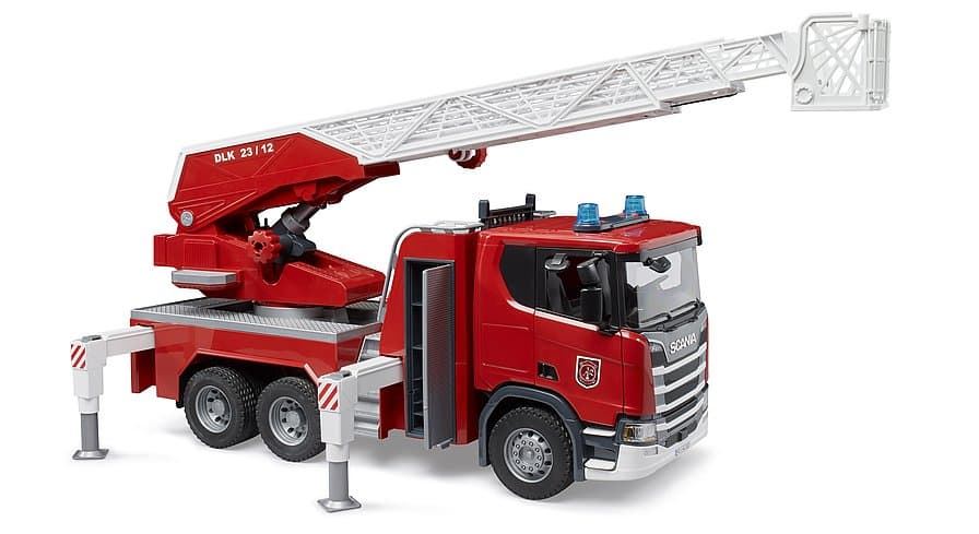 Camión de bomberos Scania Super 560R con luces y sonido de juguete bruder 03591 - Imagen 1