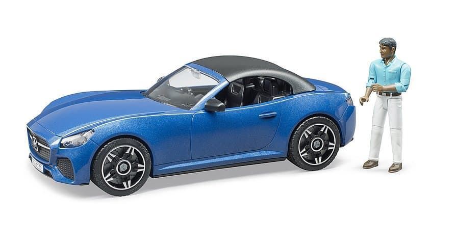 Coche Roadster Azul Con Conductor De Juguete BRUDER 03481 DESC. - Imagen 1