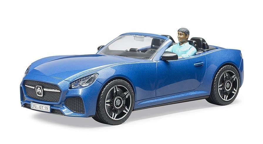 Coche Roadster Azul Con Conductor De Juguete BRUDER 03481 DESC. - Imagen 4