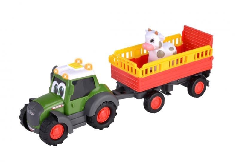 Tractor fendt con remolque y vaca de juguete 30cm - Imagen 1