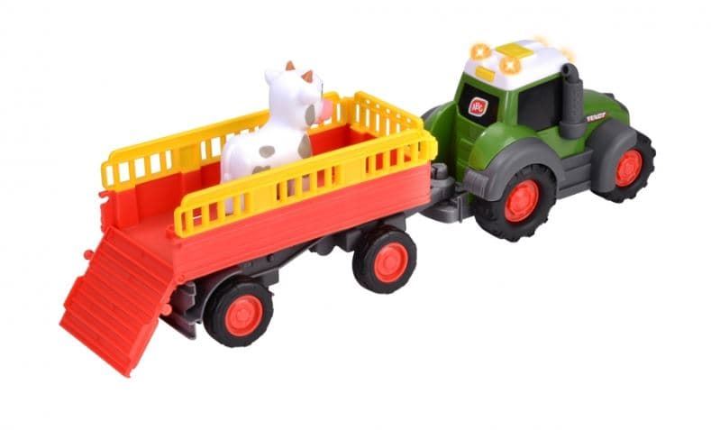 Tractor fendt con remolque y vaca de juguete 30cm - Imagen 2