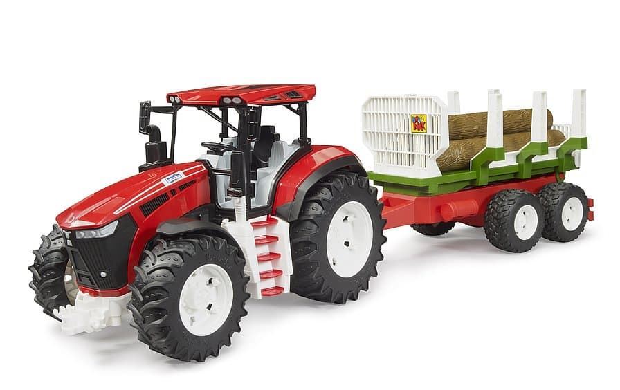 Tractor ROADMAX con remolque autocargador y 3 troncos de juguete Bruder 03453 - Imagen 1